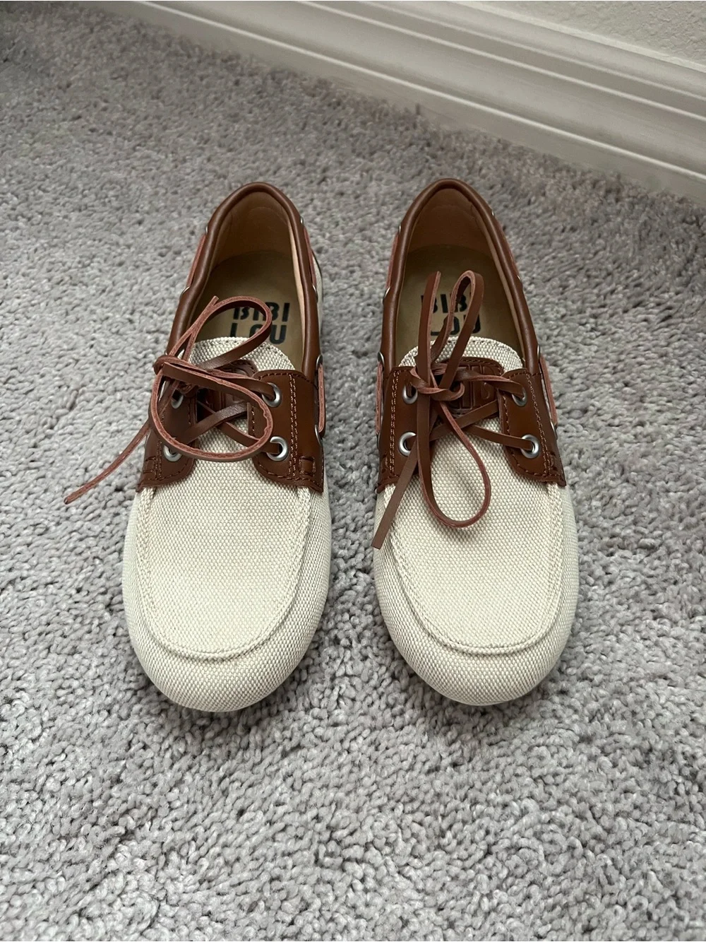 NWT Anthropologie Bibi Lou Canvas & Leather Boat Shoes Women US 6